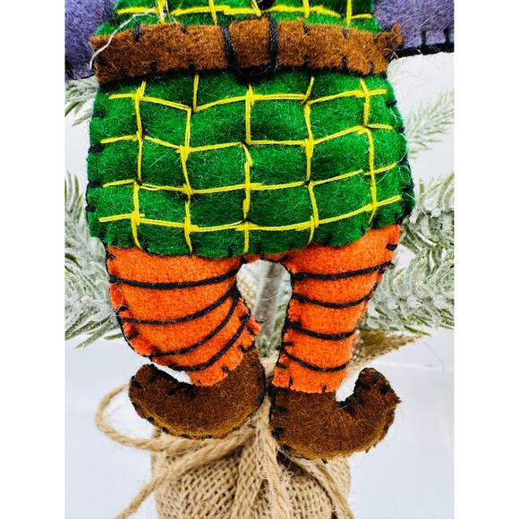 Handmade Felt Pumpkin Scarecrow Ornament Halloween Decor with Ghost - Picture 6 of 8